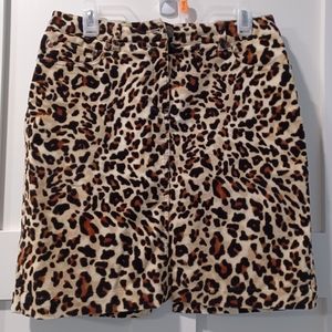 3/$15 🌟 - JONES NEW YORK Cheetah Corduroy Stretch Skirt w/ pockets, Size 4